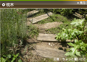 枕木を利用したアプローチ
